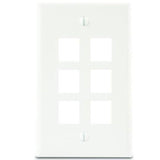 Wallplate 6-Port 1-Gang White By DataComm Electronics 20-3006-WH