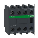 Auxiliary Contact Block, TeSys Deca, 4NO, Top Mount, LC1D09-LC1D150 Contactors By Square D LADN40