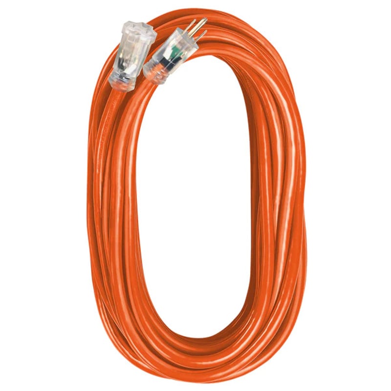 100' 14/3-Conductor, SJTW Extension Cord with Lighted Ends, Orange/Black
