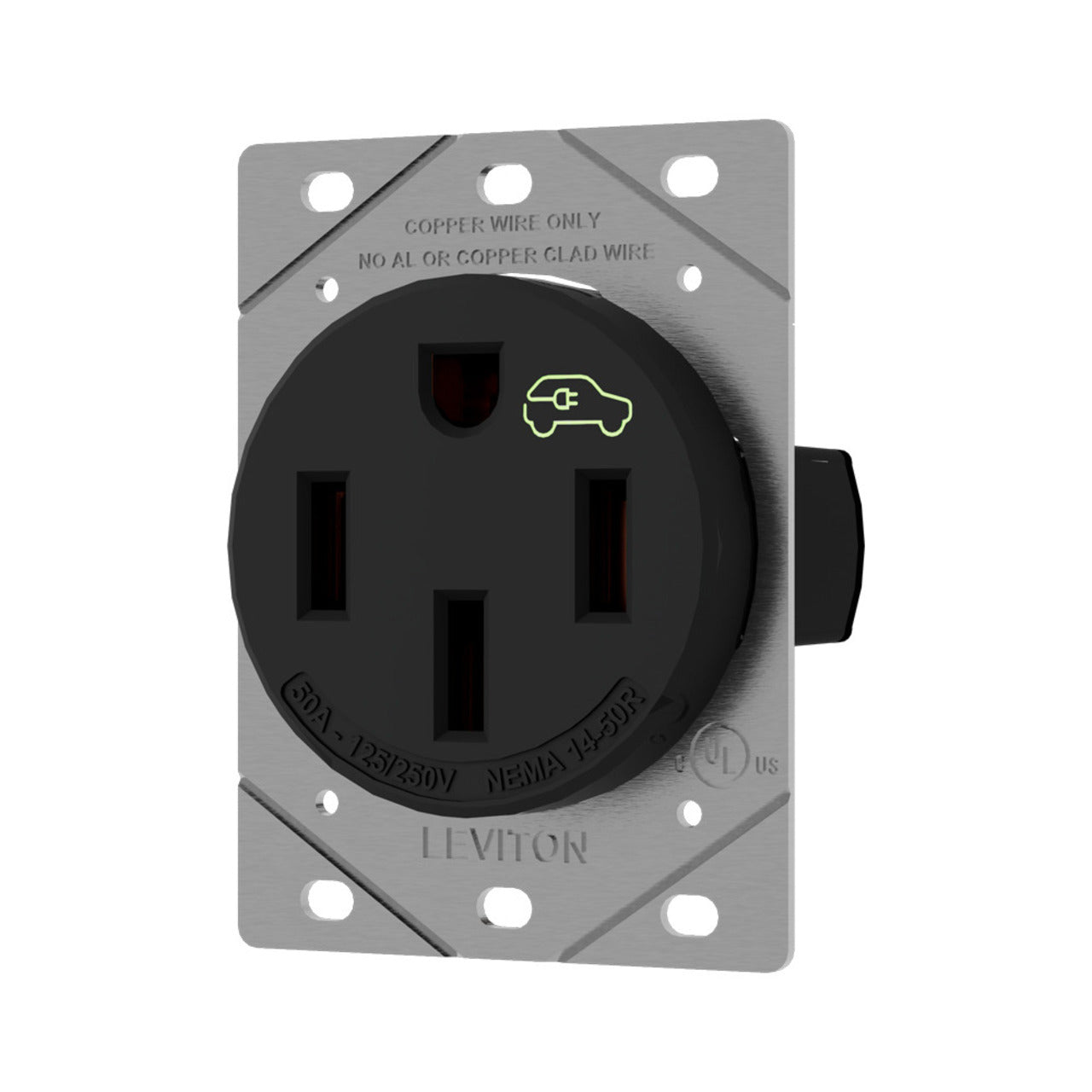 Lev Stack Outlets 50A Heavy Duty Flush Mount EV Charging Receptacle/Outlet, Black By Lev ...