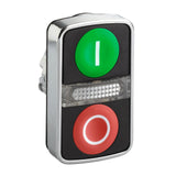 Push Button, Double Head, Harmony XB4, Illuminated, Metal, 22mm, 1 Green,1 Red Flush By Square D ZB4BW7A3741