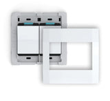 2-Gang Quick Wire Backplate & Faceplate with Single Pole Simple Rocker Switch, White By Deako DS-BS2X-WHNL-UCQ