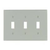 Toggle Switch Wallplate, 3-Gang, Thermoset, Gray By Leviton 87011