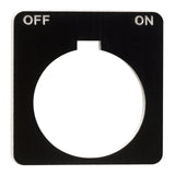 9001K, 9001SK, legend, 30mm, plastic, black with white letters, 44,5mm square, marking OFF-ON By Square D 9001KN244BP