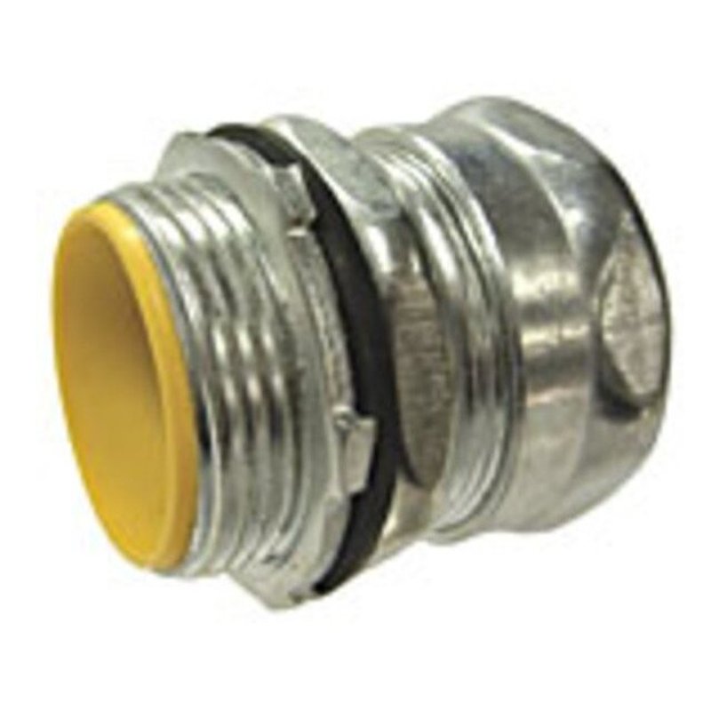EMT Compression Connector, Raintight, 1 1/4 inch, Insulated.