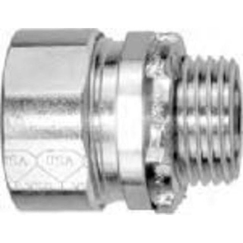 Rigid Compression Connector, 1/2" Diameter, Insulated, Steel With Zinc Finish