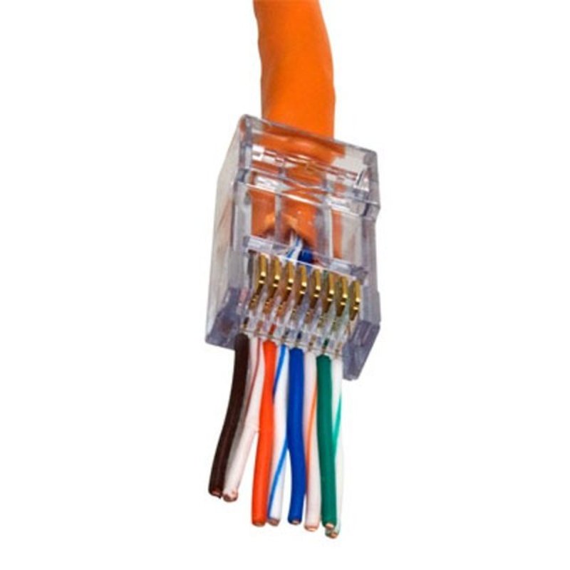 Modular Plug, EZ-RJ45, 8P8C, Cat 6, Solid Cable, 23 AWG