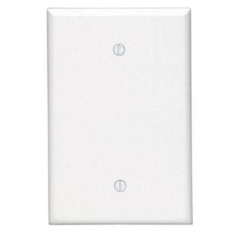 Blank Wallplate, 1-Gang, Thermoset, White, Oversize