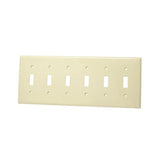 Toggle Switch Wallplate, 6-Gang, Thermoset, Ivory By Leviton 86036