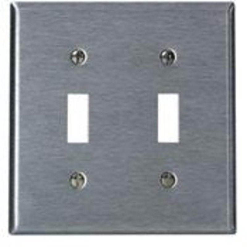 Toggle Wallplate, 2-Gang, 302 Stainless Steel, Oversized