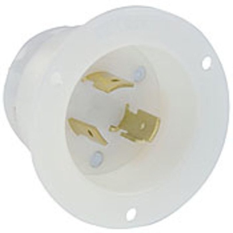 Locking Flanged Inlet, 20A, 125/250V, L10-20, White