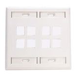 Wallplate, QuickPort, 2-Gang, 8-Port, ID Windows, White By Leviton 42080-8WP