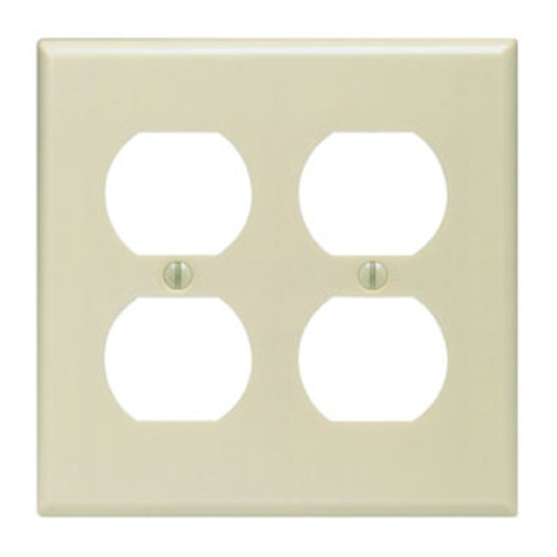 Duplex Receptacle Wallplate, 2-Gang, Thermoset, Ivory