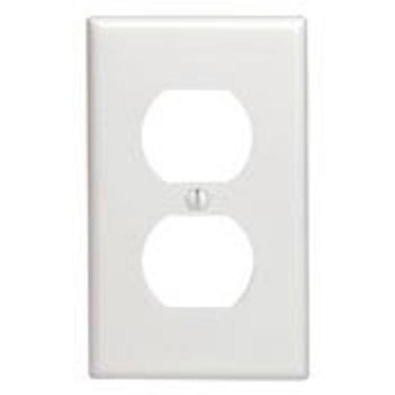 Duplex Receptacle Wallplate, 1-Gang, Thermoset, White