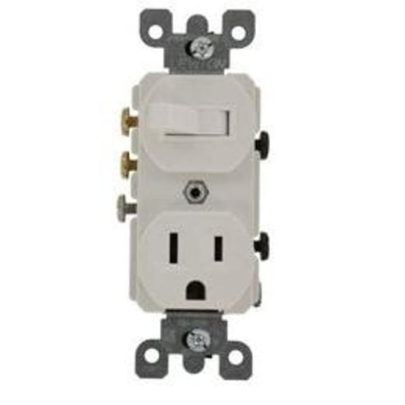 Combination 3-Way Toggle Switch / Duplex Receptacle, 15A, White