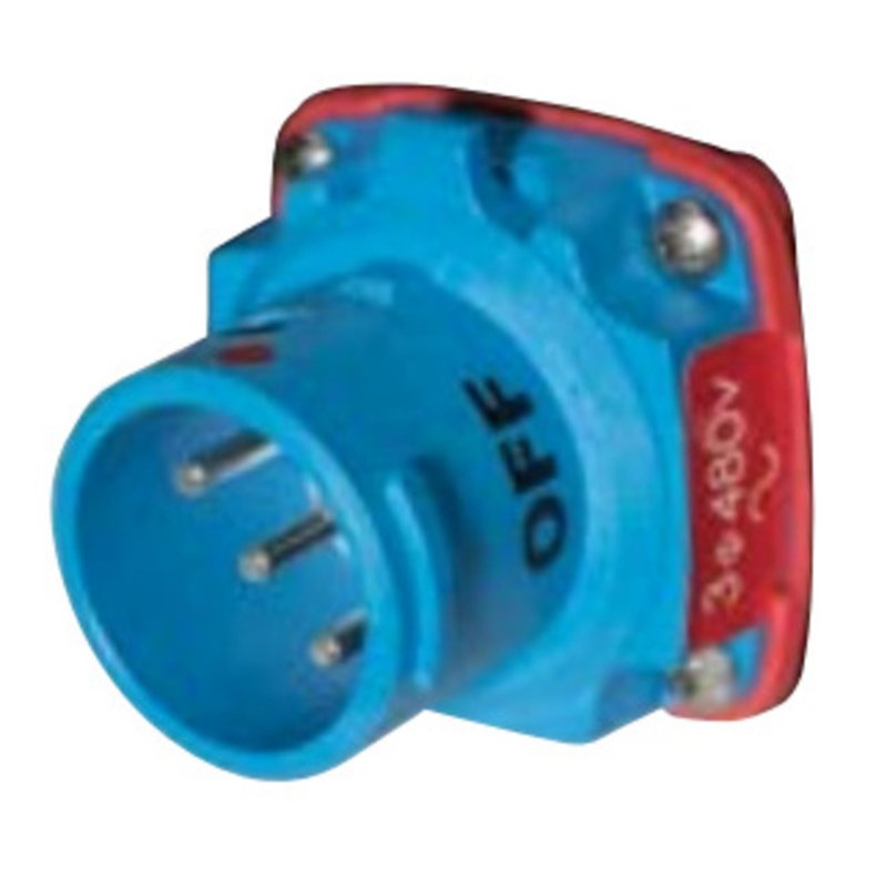 Switch Rated Male Inlet, 20A, 480V, 2P+G