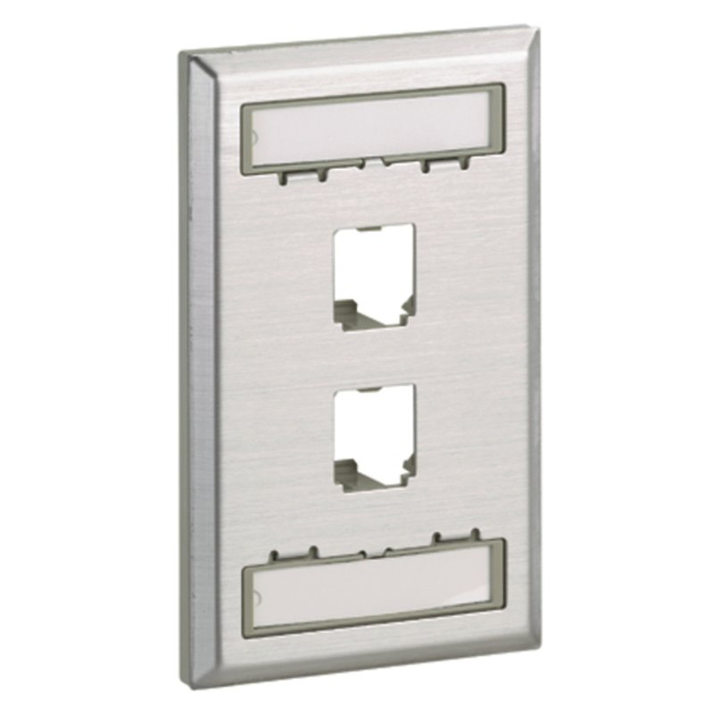 Mini-Com®, Wall Plate, Snap-In, 1-Gang, 2 Port, Stainless Steel