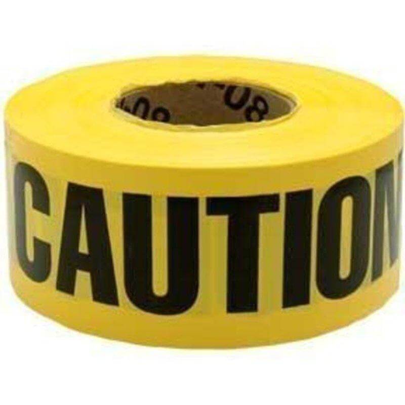"Caution Caution Caution" Barricade Tape, 3" x 300', Yellow