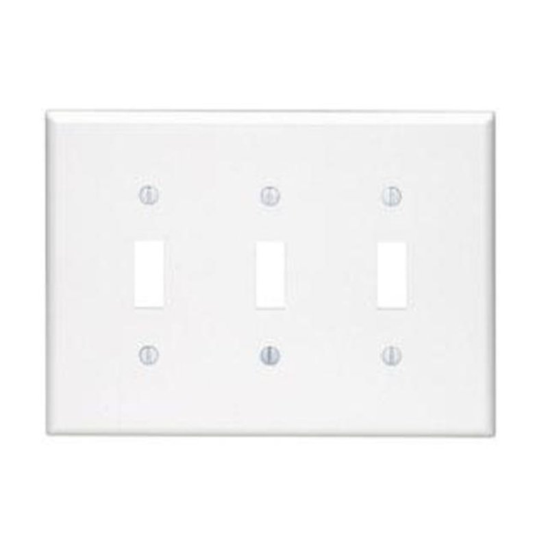 Toggle Wallplate, 3-Gang, Thermoset, White, Midway