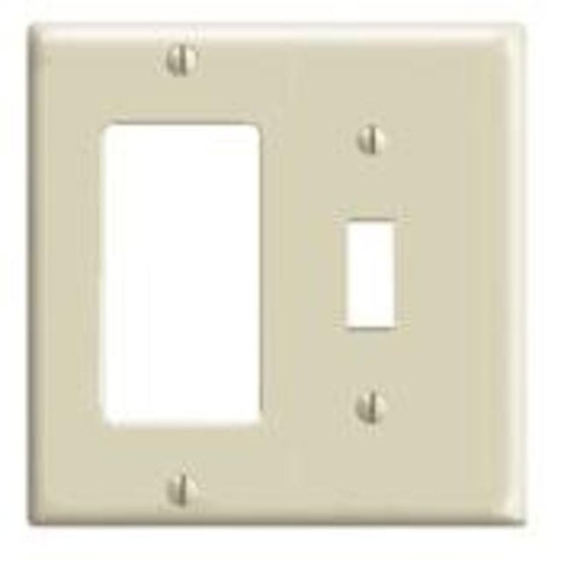 Comb. Wallplate, 2-Gang, Toggle/Decora, Thermoset, Ivory, Standard