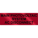 Metal Solar Placard, Main PV/AC Discon, Red By HellermannTyton 596-00861
