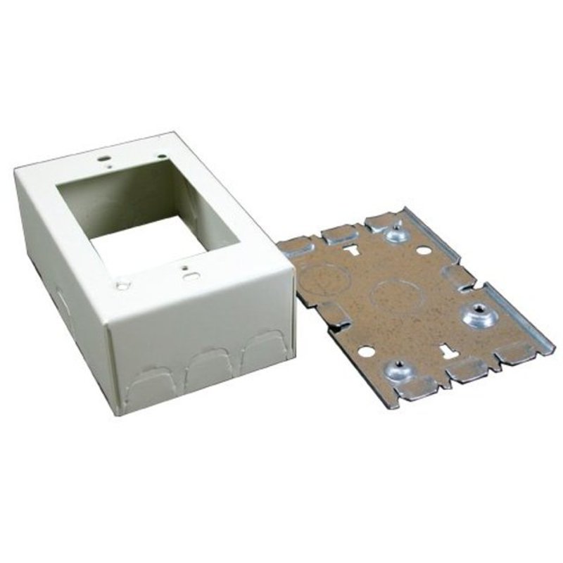 Combo Switch/Receptacle Box, 1-Gang, 500/700 Series Raceway, Ivory