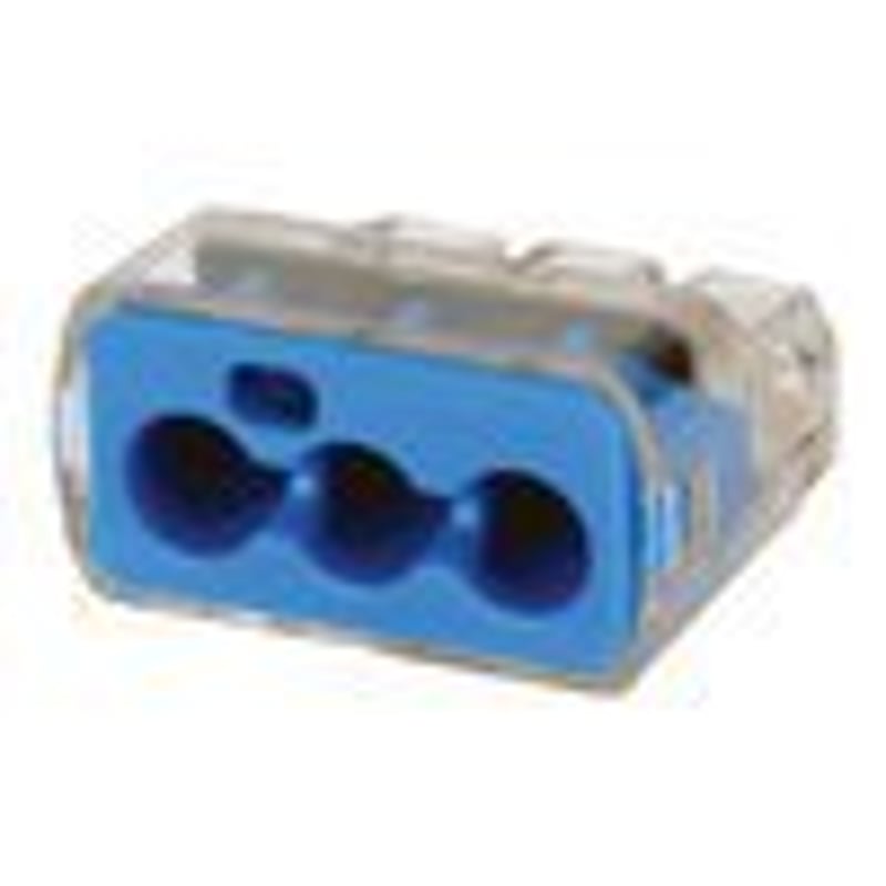 In-Sure® Push-In Wire Conn, 39 3-Port Blue, 50/Box