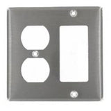 Comb. Wallplate, 2-Gang, Duplex/Decora, 302 Stainless Steel By Leviton 84455-40