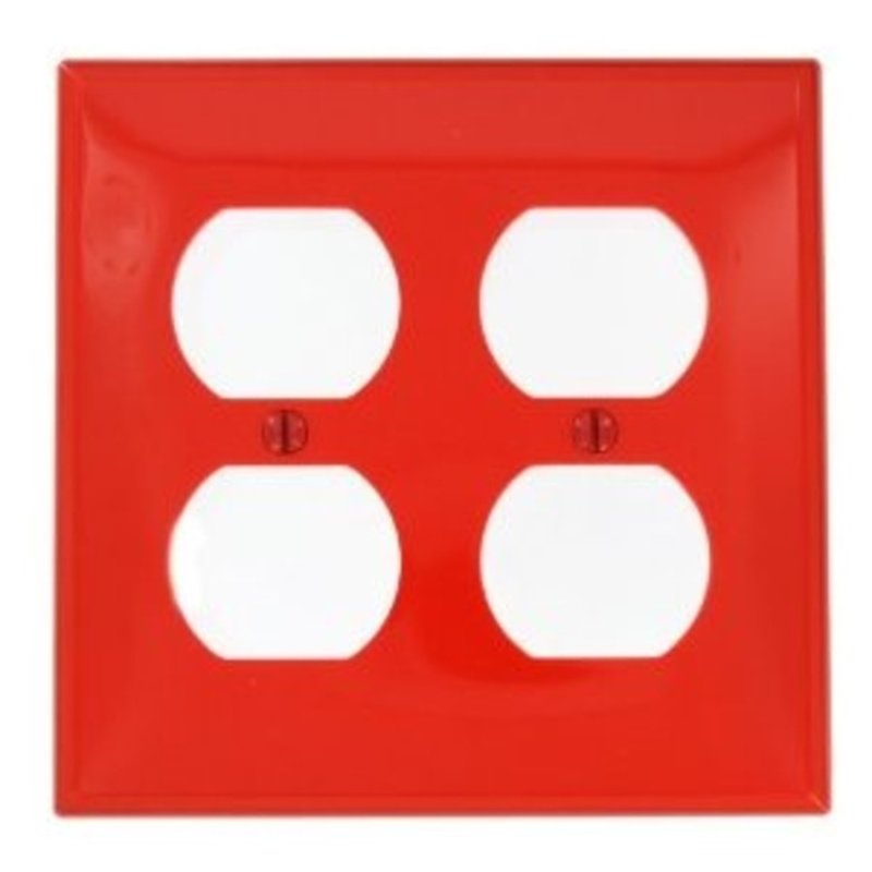 Duplex Receptacle Wallplate, 2-Gang, Nylon, Red