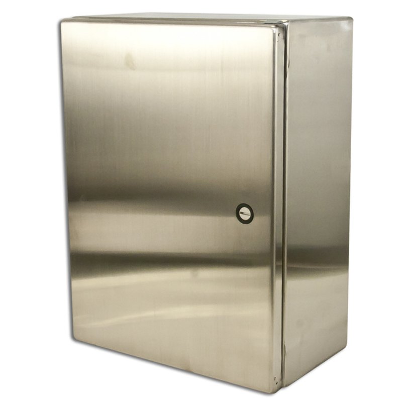 Enclosure, NEMA 4X, Hinged Cover, Stainless Steel, 16" x 12" x 8"