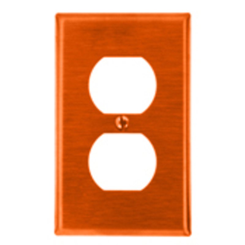 Duplex Receptacle Wallplate, 1-Gang, Engraved "Isolated Ground", Orange