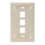 Wallplate, QuickPort, 1-Gang, 3-Port, ID Windows, Ivory By Leviton 42080-3IS