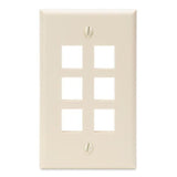 Wallplate, Quickport, 6-Port, 1-Gang, Ivory By Leviton 41080-6IP