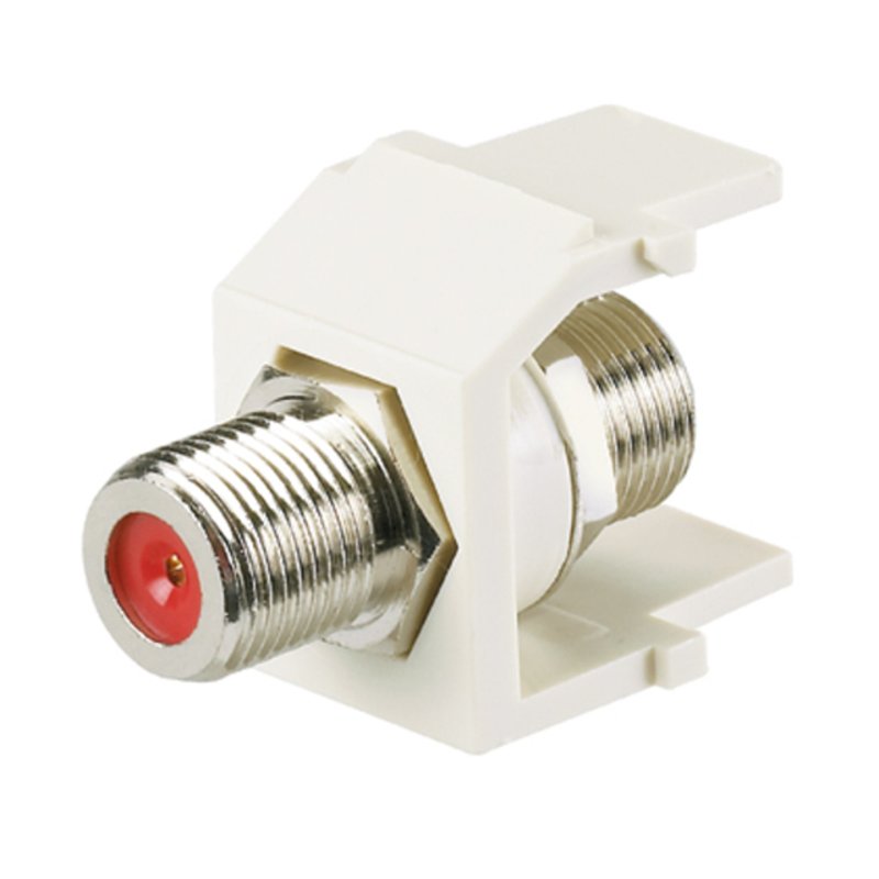 Snap-In Connector, Pass-Through, F-Connector, 75 Ohm, White