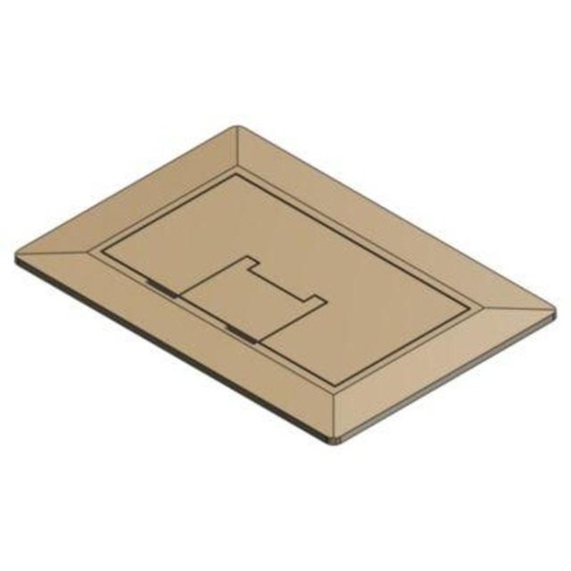 Floor Box Cover With Flange, 1-Gang, Flip Cover, Rectangular, Brass
