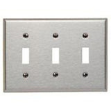 Toggle Switch Wallplate, 3-Gang, 430 Stainless Steel By Leviton 84011