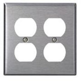 Duplex Receptacle Wallplate, 2-Gang, 302 Stainless Steel By Leviton 84016-40