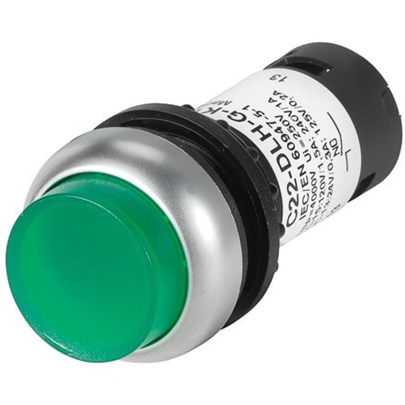 22mm Assembled Pushbutton, Extended, Green, C22