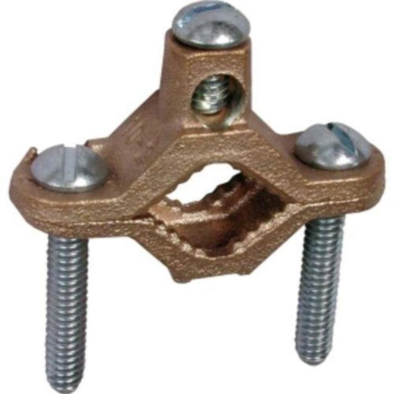 Bare Wire Ground Clamp, 1-1/4" - 2", 10 - 2 AWG, Bronze