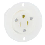 15 Amp Flanged Outlet 125V, 5-15P, Nylon, White By Leviton 5279-C