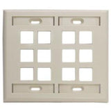 Wallplate, QuickPort, 2-Gang, 12-Port, ID Windows, Ivory By Leviton 42080-12I