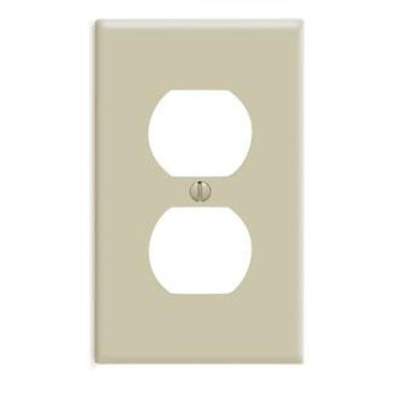 Duplex Receptacle Wallplate, 1-Gang, Thermoset, Ivory