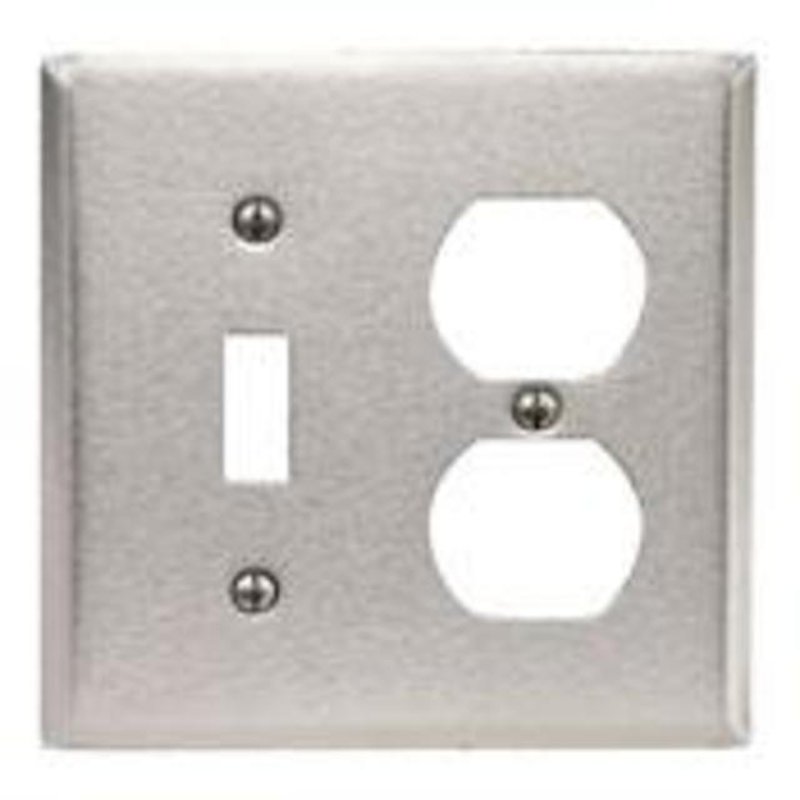 Comb. Wallplate, 2-Gang, Toggle/Duplex, Type 430 Stainless Steel