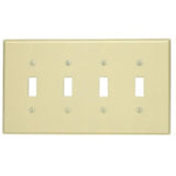 Toggle Wallplate, 4-Gang, Thermoset, Ivory, Midway By Leviton 80512-I
