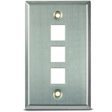 Wallplate, QuickPort, 1-Gang, 3-Port, Stainless Steel By Leviton 43080-1S3