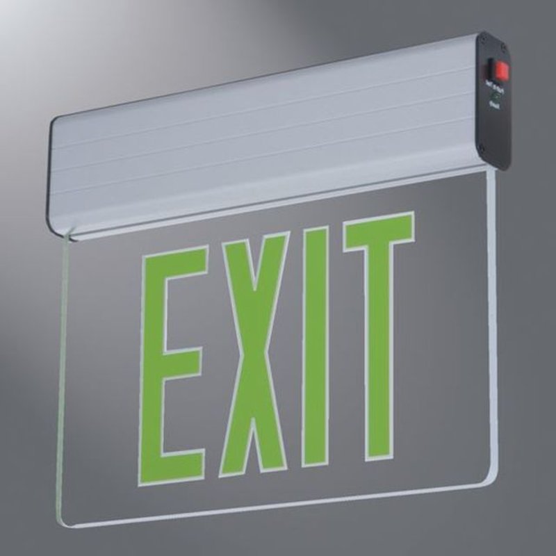 EU Series Edge-Lit Exit Sign, Surface Mount, Red