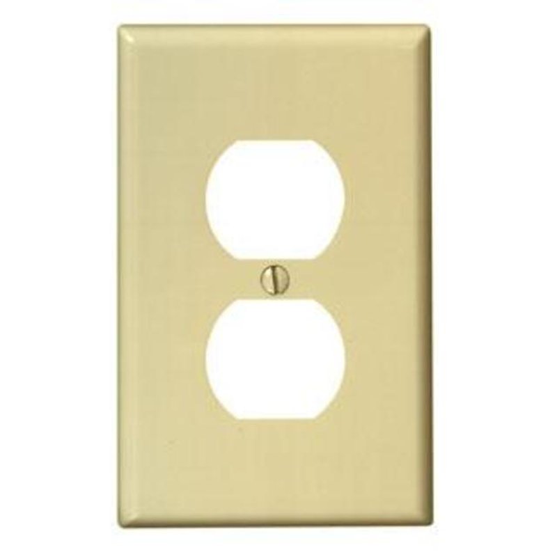 Duplex Receptacle Wallplate, 1-Gang, Thermoset, Ivory, Midway