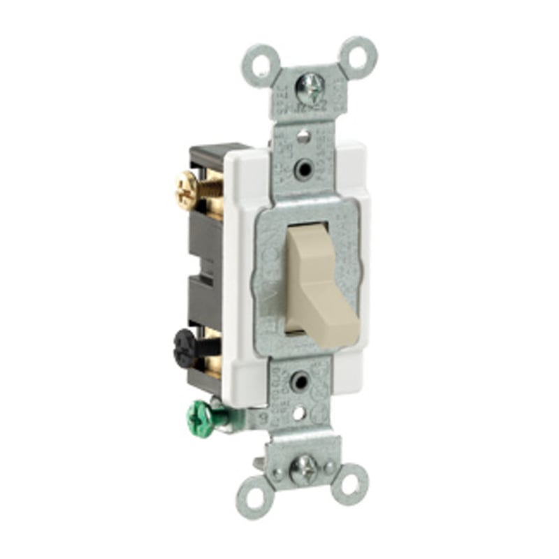 Double Pole Switch, 15 Amp, 120/277V, Ivory, Side Wired, Commercial