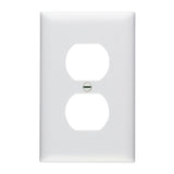 Duplex Receptacle Wallplate, 1-Gang, Nylon, White By Pass & Seymour TP8-W