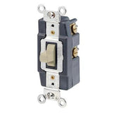 Momentary Toggle Switch, 1-Pole, Double Throw, Center OFF, 20A, Ivory By Leviton 1257-I